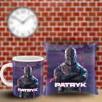Poduszka i kubek z imieniem prezent dla fana gry Fortnite