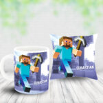 Poduszka i kubek z imieniem prezent dla wielbiciela gry Minecraft