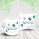 Poduszka i Kubek - Wesołych Świąt Wielkanocnych, życzą (nazwisko)