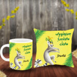 Poduszka i kubek z imieniem prezent dla fana Króla Juliana Madagaskar