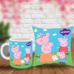 Poduszka i kubek z imieniem prezent dla fana bajki Świnka Peppa