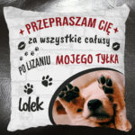Poduszka - Przepraszam Cię za wszystkie całusy po lizaniu mojego tyłka