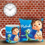 Poduszka i kubek z imieniem prezent dla fana bajki Luca