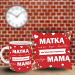 Poduszka i kubek prezent dla mamy na dzień mamy z napisem