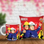 Poduszka i kubek z imieniem prezent dla fana Strażaka Sama