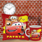 Poduszka i kubek z imieniem prezent dla fana Zygzaka McQueen