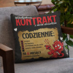 Poduszka na prezent dla dziewczyny/chłopaka - Walentynkowy Kontrakt z diabełkiem