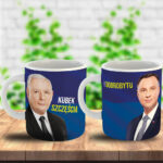 Śmieszny kubek z Andrzejem Dudą i Jarosławem Kaczyńskim