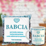 Prezent dla Babci poduszka i kubek z wzruszającym napisem