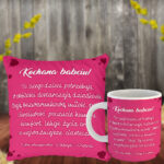 Prezent dla Babci poduszka i kubek z imionami wnucząt