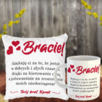 Prezent dla Brata poduszka i kubek z podziękowaniami