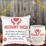 Prezent dla Męża poduszka i kubek z napisem