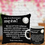 Prezent dla Męża poduszka i kubek z napisem Dla kochanego męża!