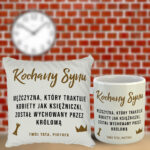 Prezent dla Syna poduszka i kubek z wzruszającym napisem