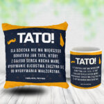 Prezent dla taty poduszka i kubek z napisem wzruszającym