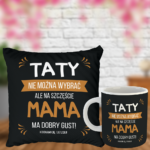 Prezent dla taty poduszka i kubek z śmiesznym napisem