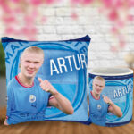 Poduszka i kubek świąteczny prezent dla fana piłkarza Halland