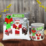 Poduszka i kubek świąteczny prezent dla fana gry Minecraft