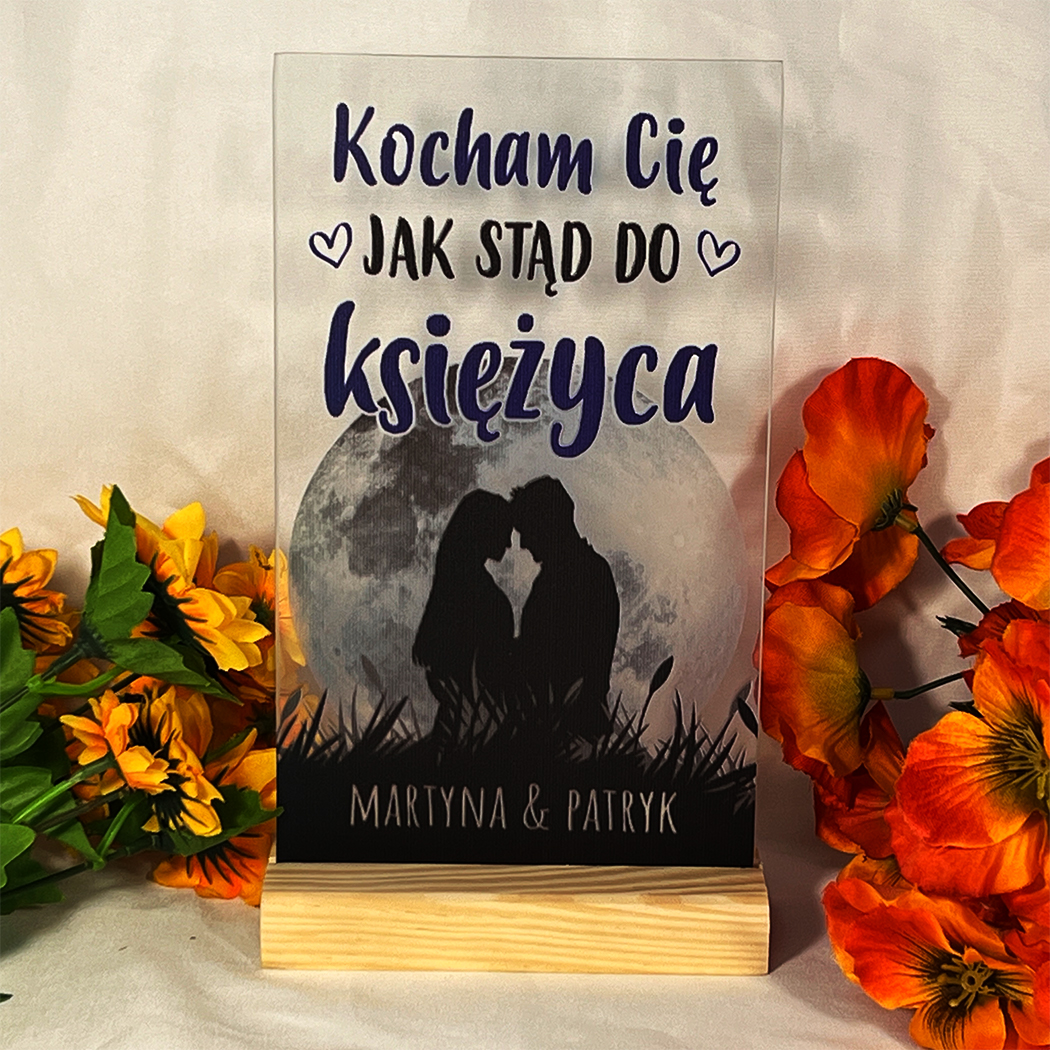 10 Szklana statuetka z nadrukiem na drewnianej podstawce prezent na Dzień Chłopaka - obrazek 1