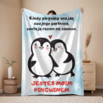 Śmieszny koc na prezent dla Chłopaka z pingwinami