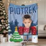 Personalizowany koc z twarzą i imieniem dziecka dla fana Roblox