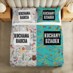 Pościel z nadrukiem kolorowym na prezent dla Dziadków na Dzień Babci i Dziadka