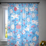 Wielkanocna zasłona dekoracyjna – motyw zajączki i pisanki