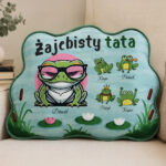 Personalizowana poduszka na Dzień Taty w kształcie jeziora z żabkami